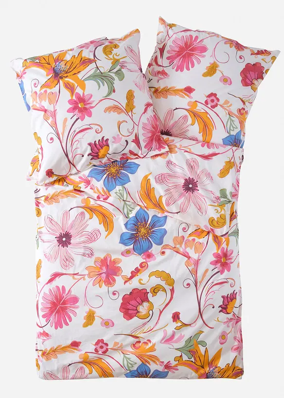 Blommigt påslakanset i perkal, bonprix