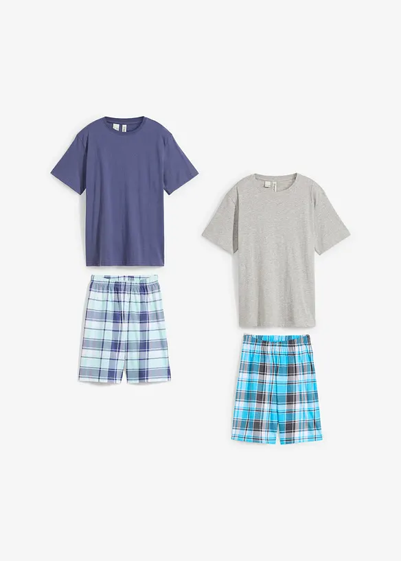 Pyjamas med shorts, mjuk ekologisk bomull (set i 4 delar), bonprix