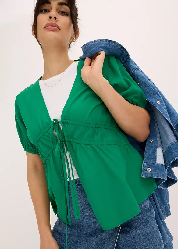 Blus med knytband, bonprix