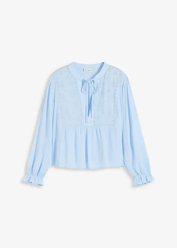 Blus med hålbroderi, bonprix