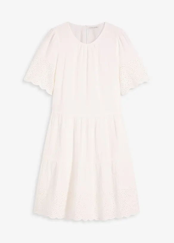 Muslinklänning med hålbroderi, bonprix