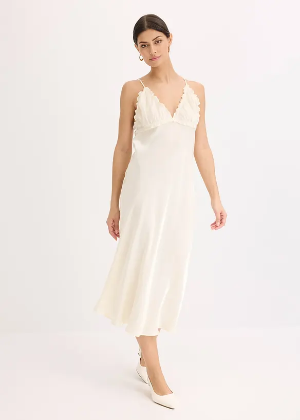 Maxiklänning av satin med mjukt fall, bonprix