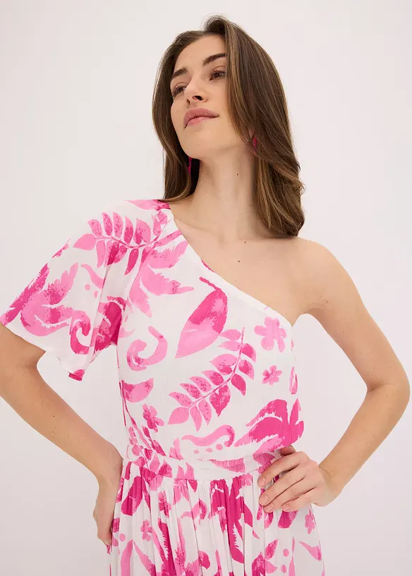 M&ouml;nstrad one shoulder-kl&auml;nning i viskos med struktur, bonprix