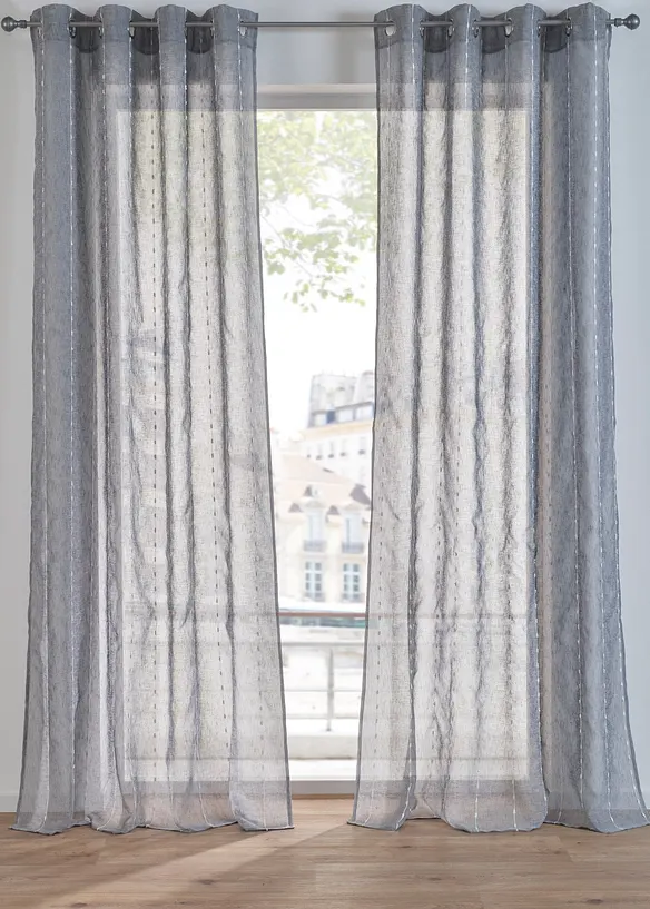 Gardinlängd med vävda ränder (1-pack), bonprix