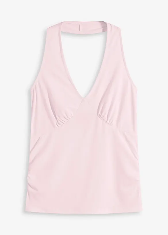 Linne med halterneck och djup ringning, bonprix