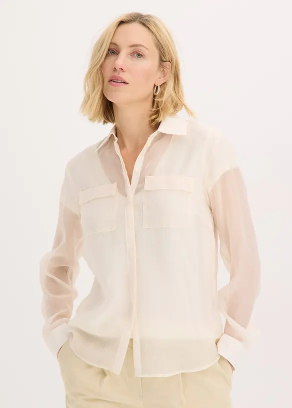 Transparent blus med struktur, bonprix