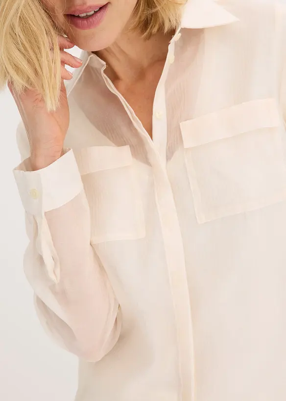 Transparent blus med struktur, bonprix