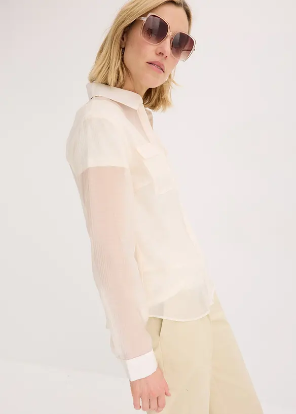 Transparent blus med struktur, bonprix