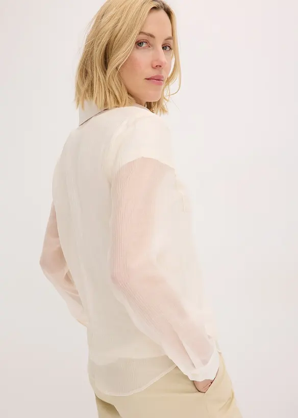 Transparent blus med struktur, bonprix