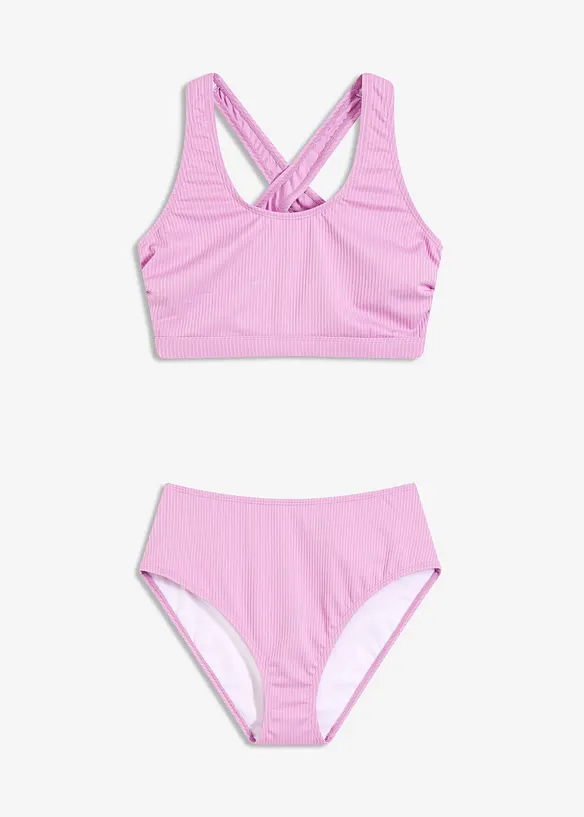 Ribbstickad bikini med BH-topp (2 delar), bonprix