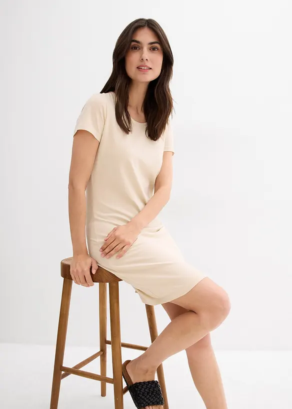 Jerseyklänning i ekologisk bomull med stretch, bonprix