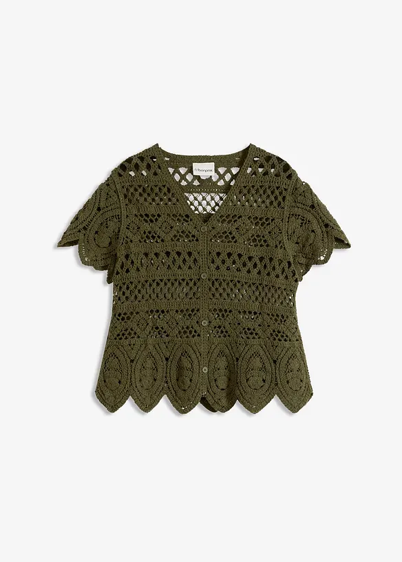 Virkad cardigan i kort modell, bonprix