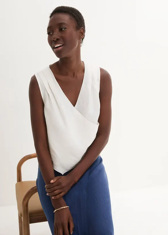 Bluslinne med omlottlook i rent linnematerial, bonprix