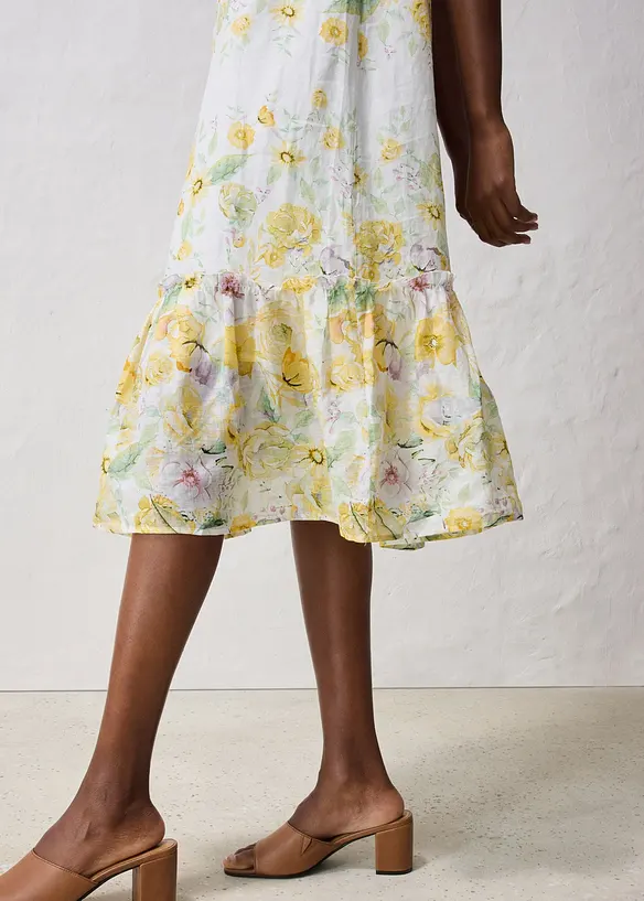 Maxiklänning i rami med skirt blommönster, bonprix