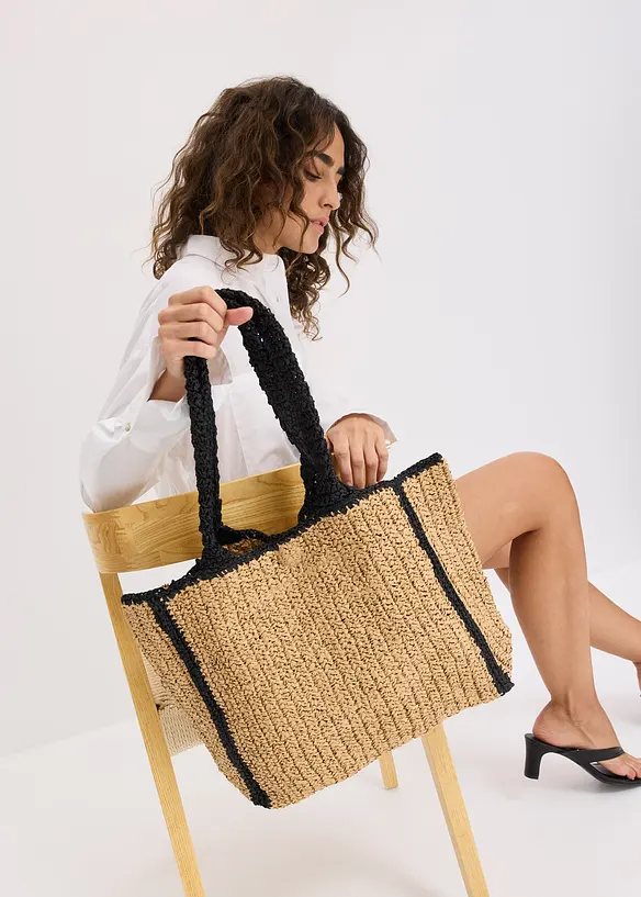 Shoppingväska med halmlook, bonprix