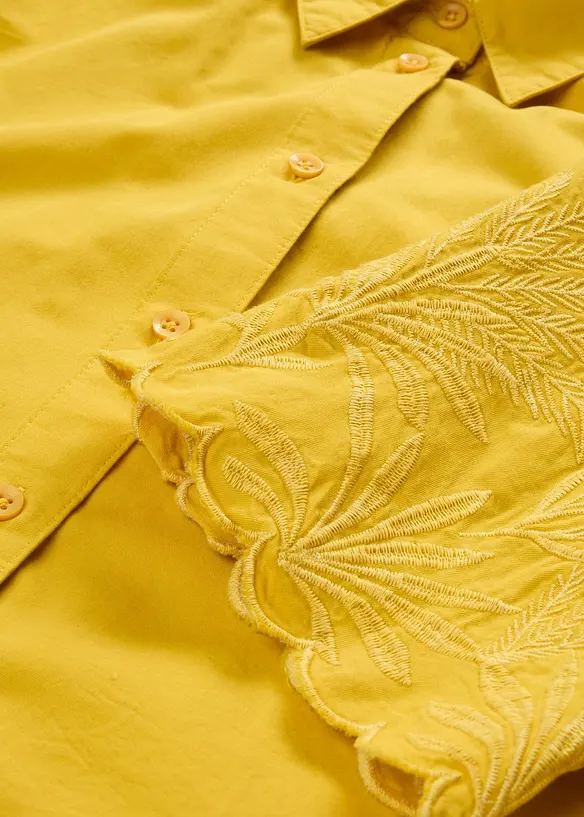 Kort skjortblus med sidenandel, bonprix