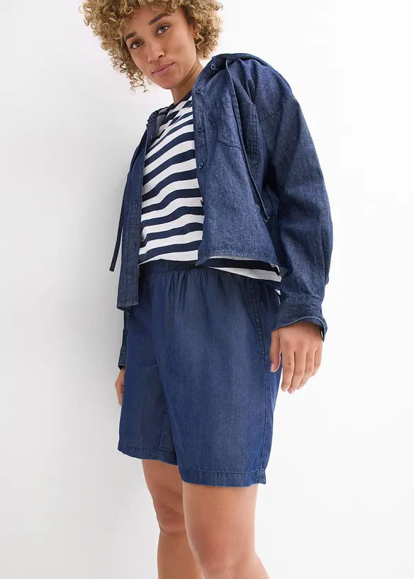 Dra på-shorts med smockad linning, bonprix