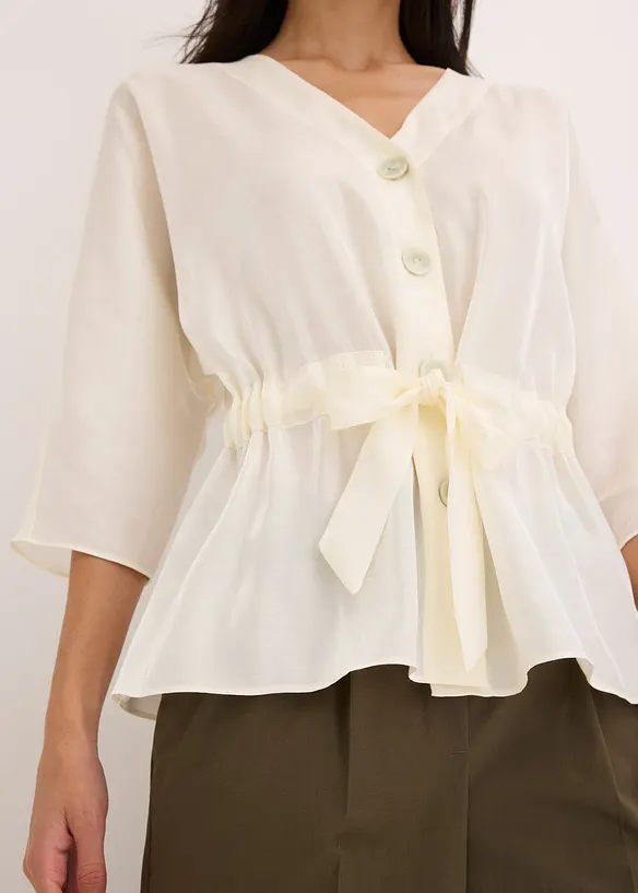 Blus med knytband, bonprix