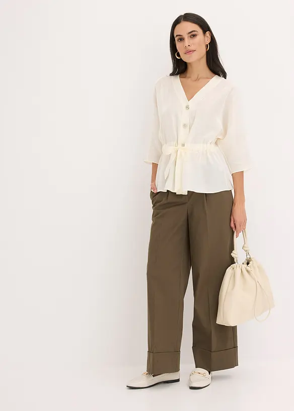 Blus med knytband, bonprix