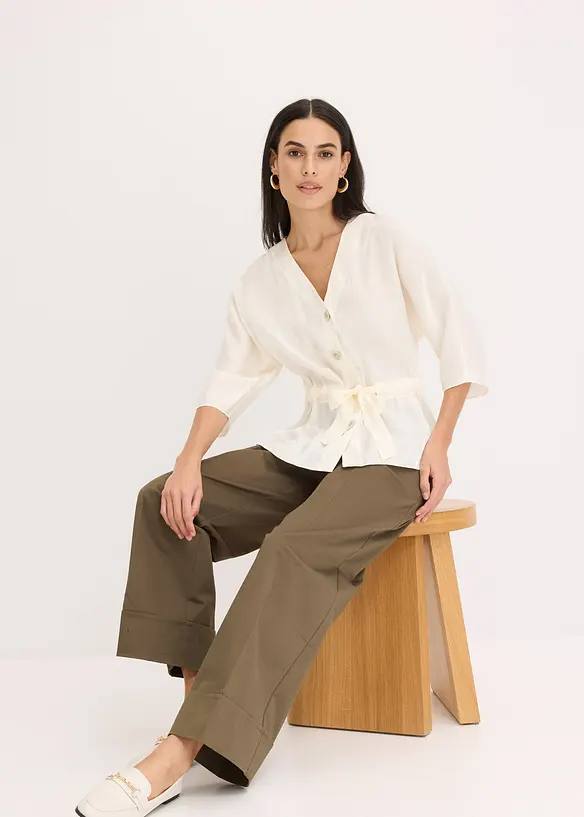 Blus med knytband, bonprix