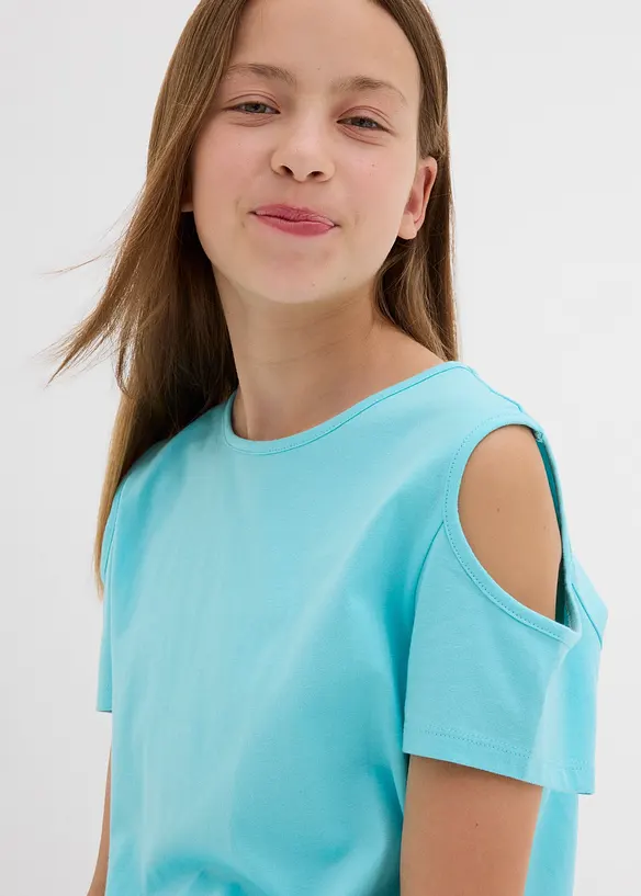 Cold shoulder-topp i ren ekologisk bomull för barn, bonprix