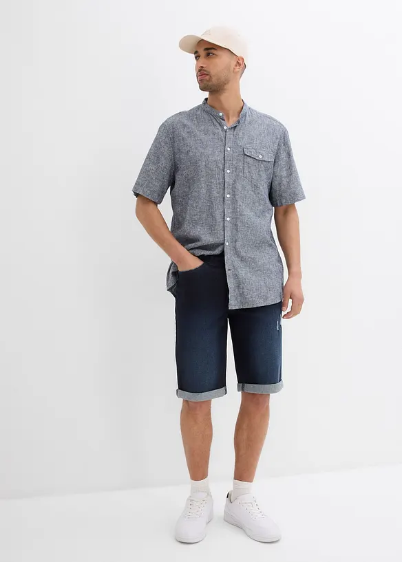 Stretchiga jeansbermudas med uppvikta benslut, Regular Fit, bonprix