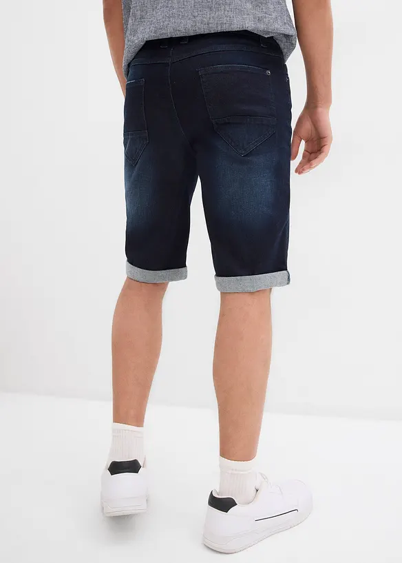 Stretchiga jeansbermudas med uppvikta benslut, Regular Fit, bonprix