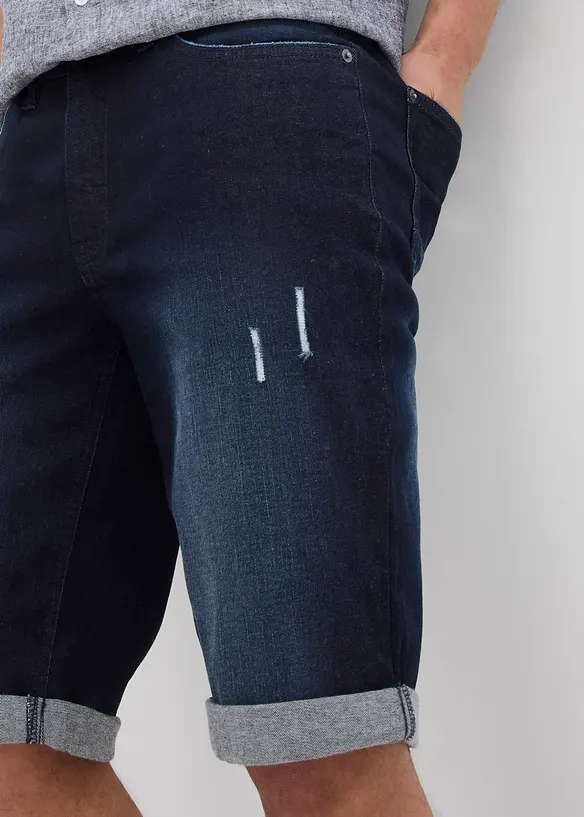 Stretchiga jeansbermudas med uppvikta benslut, Regular Fit, bonprix