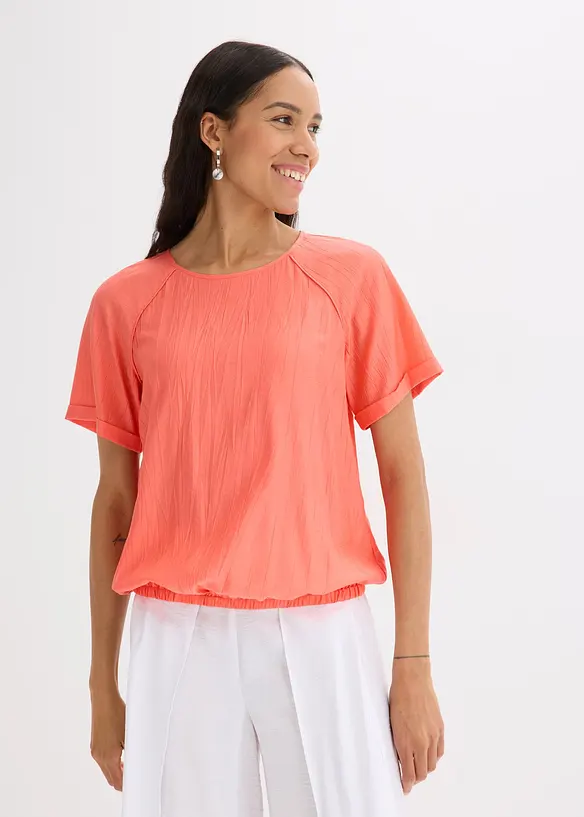 Kortärmad blus av mjuk viskosmix, bonprix