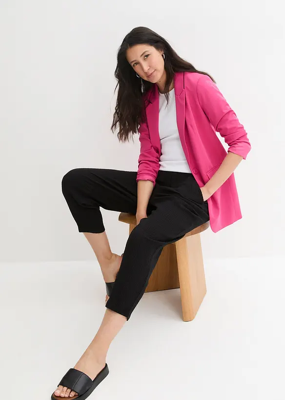 Ankellång jerseybyxa i ett strukturmaterial, bonprix