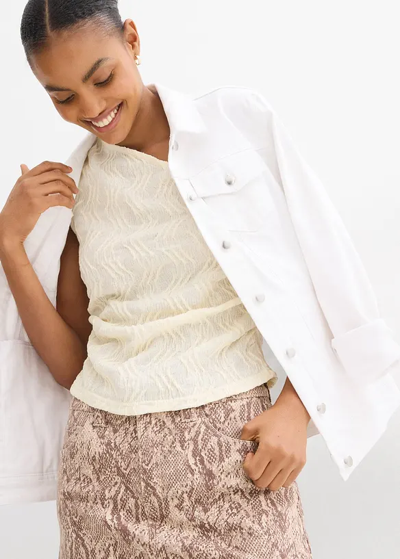 One shoulder-linne i material med struktur, bonprix