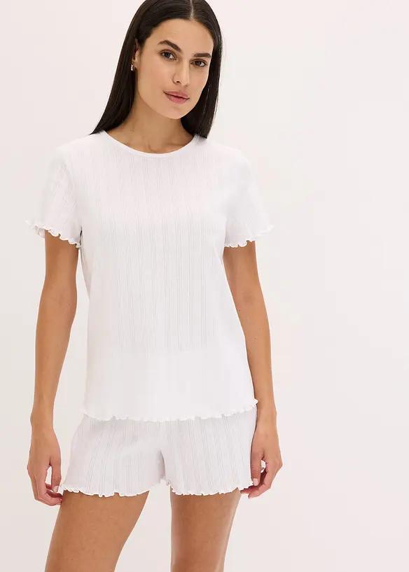 Pyjamas med shorts i pointelle-jersey, bonprix