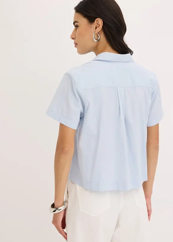 Kort blus i bomullspoplin, bonprix