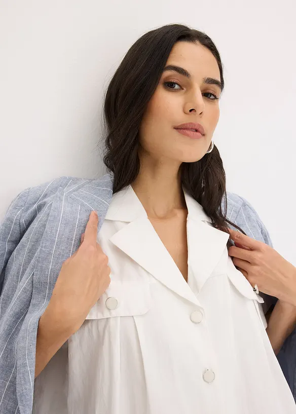 Kort blus i bomullspoplin, bonprix