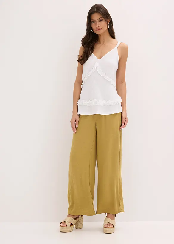 Linne med smala axelband och rysch, bonprix