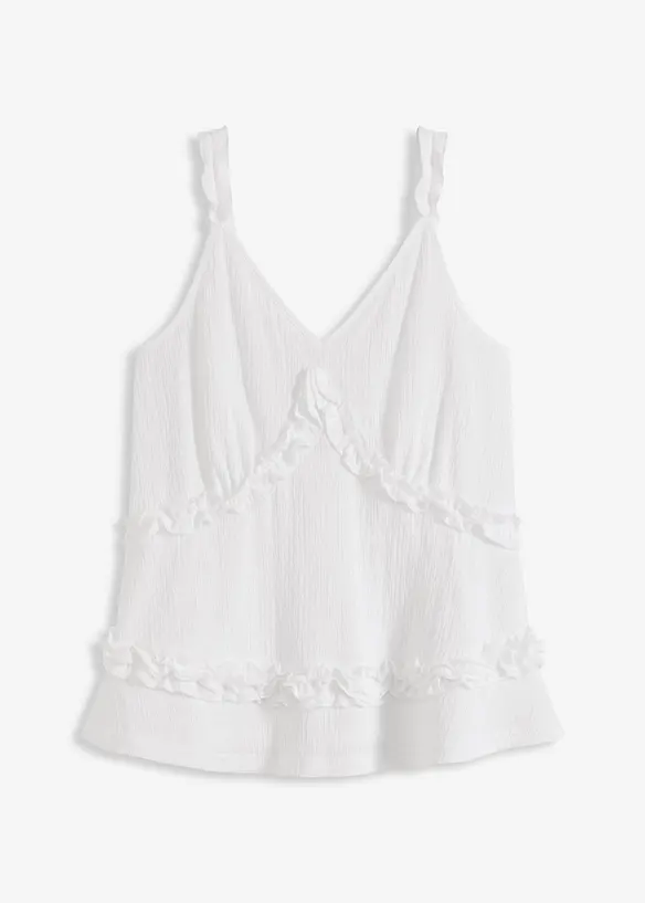 Linne med smala axelband och rysch, bonprix