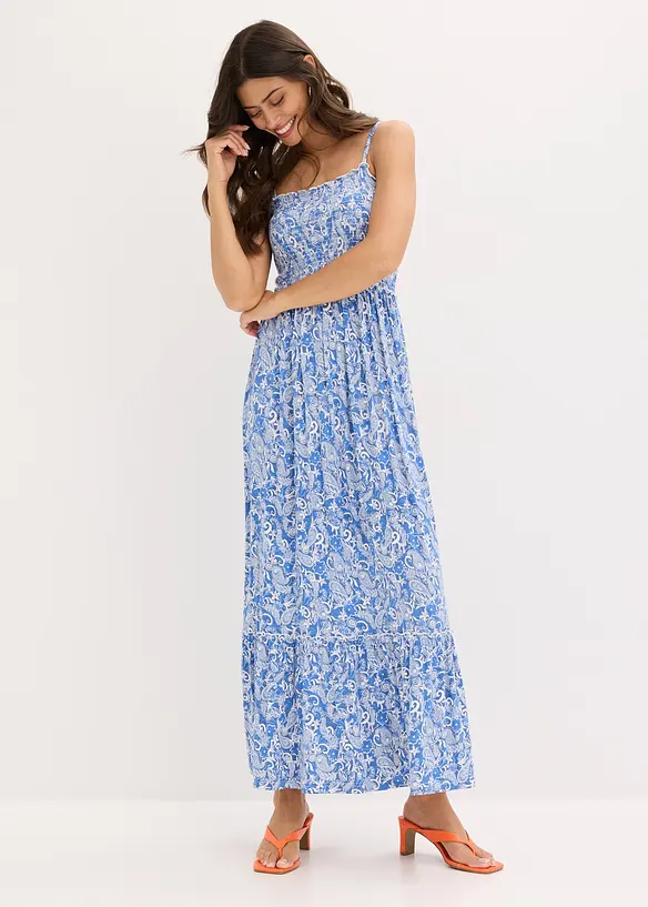 Klänning av viskosmix med smala axelband, bonprix