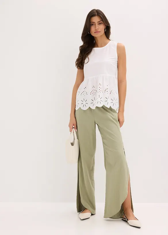 Bluslinne med slits och hålbroderi, bonprix