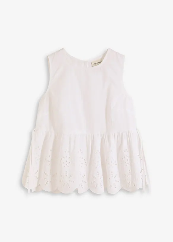 Bluslinne med slits och hålbroderi, bonprix