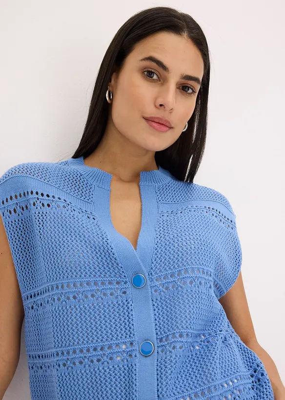 Hålmönstrad cardigan med kort ärm, bonprix