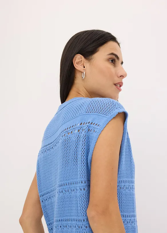 Hålmönstrad cardigan med kort ärm, bonprix