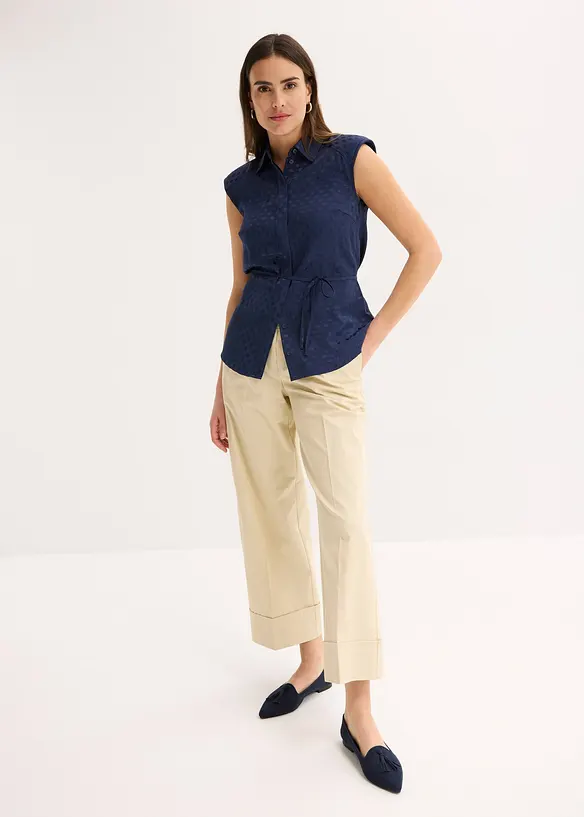 Satinblus med knytband, bonprix