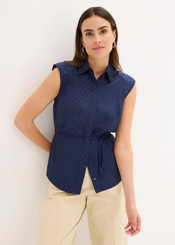 Satinblus med knytband, bonprix