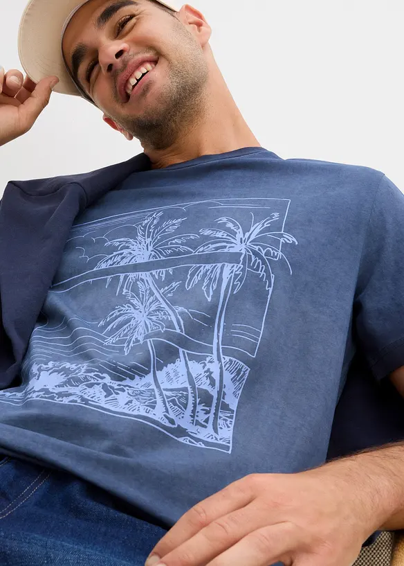 T-shirt med tvättade effekter, av ekologisk bomull, bonprix
