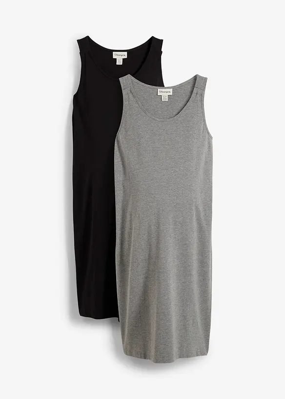 Mamma-/amningsklänning i jersey med bomull (2-pack), bonprix