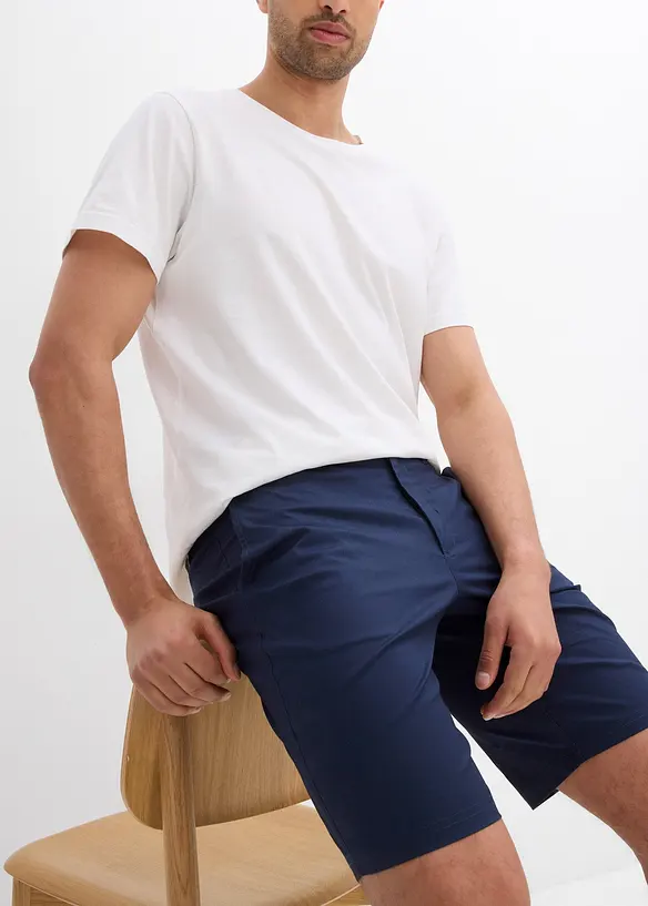 Stretchiga bermudas i chinosmodell (2-pack), normal passform, bonprix