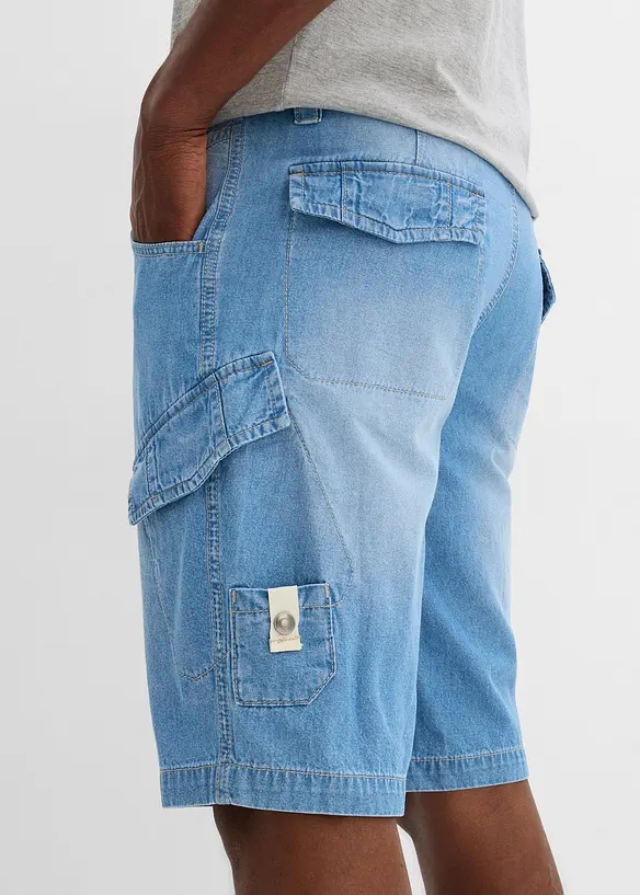Tunna jeansshorts med cargoficka, av ren bomull, Relaxed Fit (2-pack), bonprix
