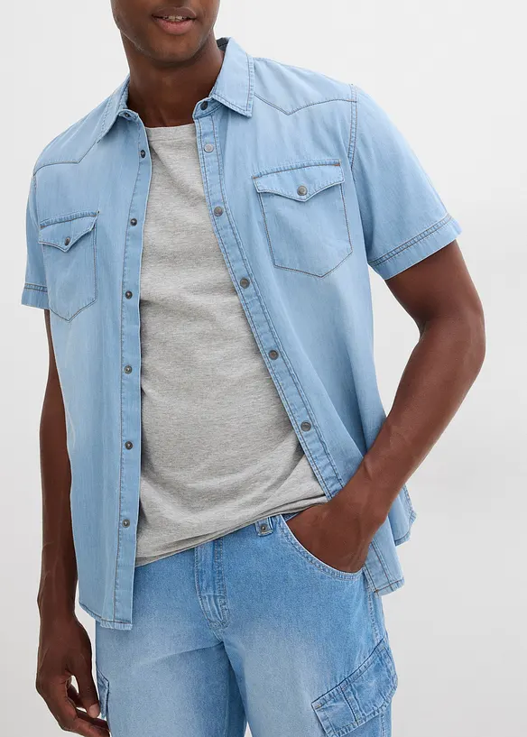 Tunna jeansshorts med cargoficka, av ren bomull, Relaxed Fit (2-pack), bonprix