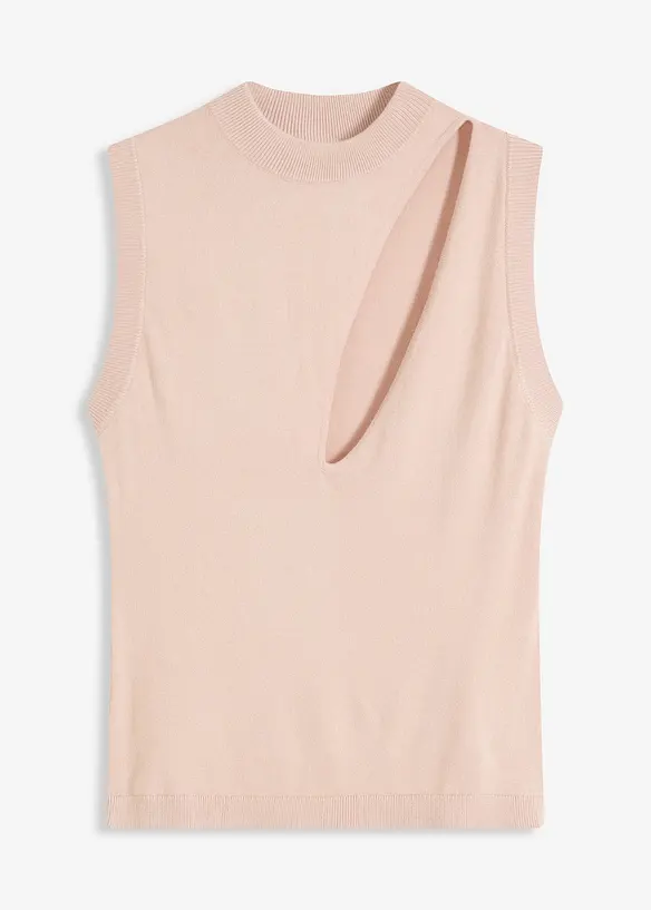 Stickad ärmlös topp med cut-out, bonprix