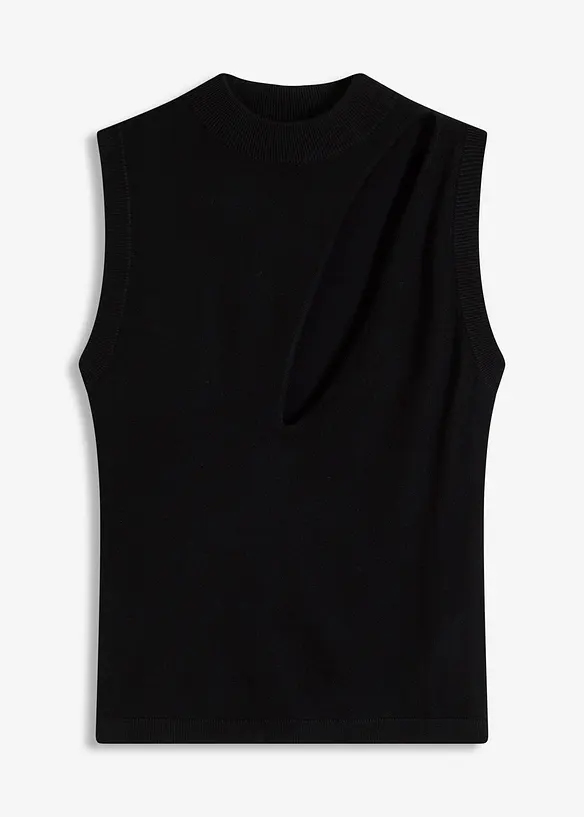 Stickad ärmlös topp med cut-out, bonprix